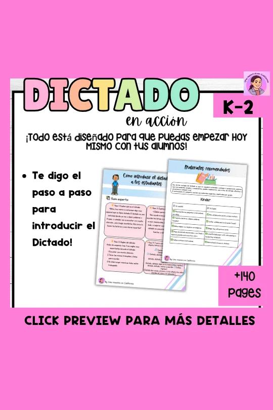 El Dictado K-2-Teacher Guide for Dictation-Printables