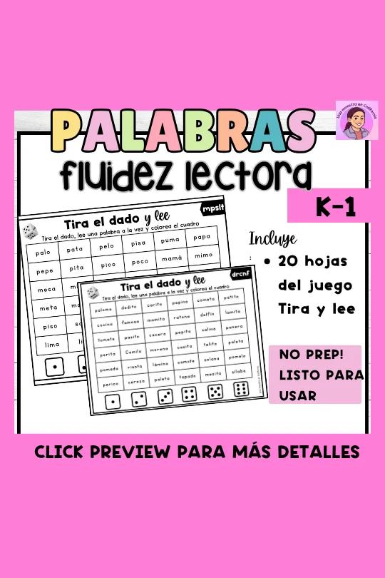 Spanish Reading Fluency - Fluidez lectora - Reading games in Spanish K-2