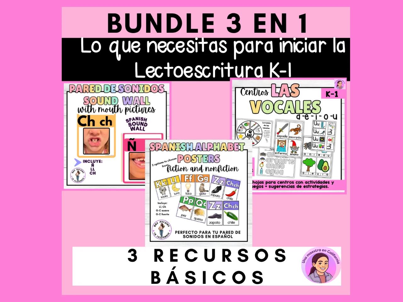 Actividades iniciales Lectura y escritura- Spanish Reading kinder, first grade