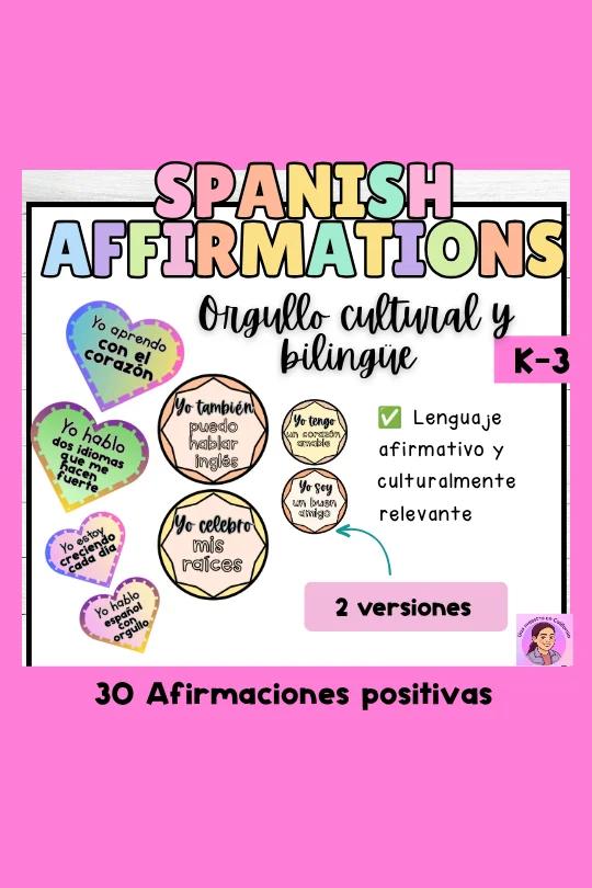Affirmation Station in Spanish-Spanish Affirmations- Afirmaciones Positivas K-3