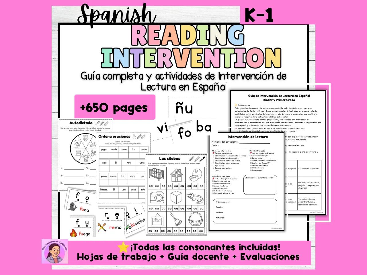 Spanish Reading Intervention Pack | Science of Reading | Kinder-1st grade | RTI
