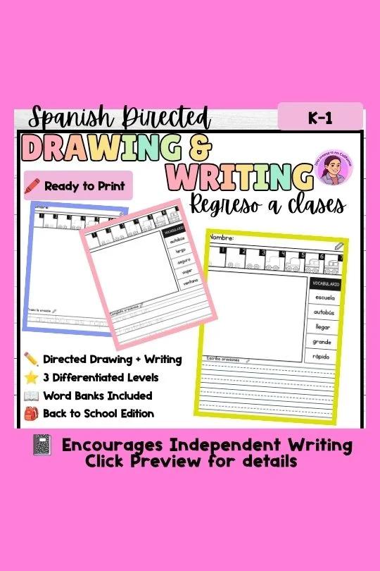 Spanish Directed Drawing and Writing Activities K-1 | Differentiated Writing