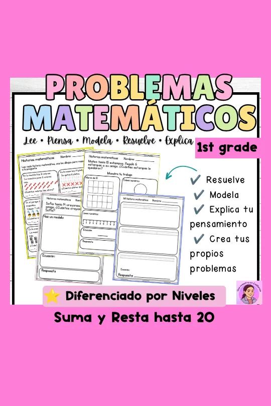 Problemas matemáticos - Sumas y restas hasta 20 - Primer grado